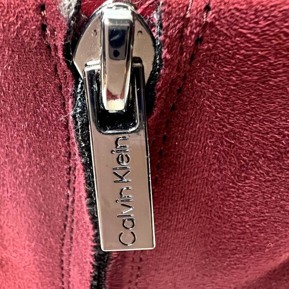 Calvin Klein Suede Ankle Dress Boot Burgundy Size 7.5” - Picture 7 of 10